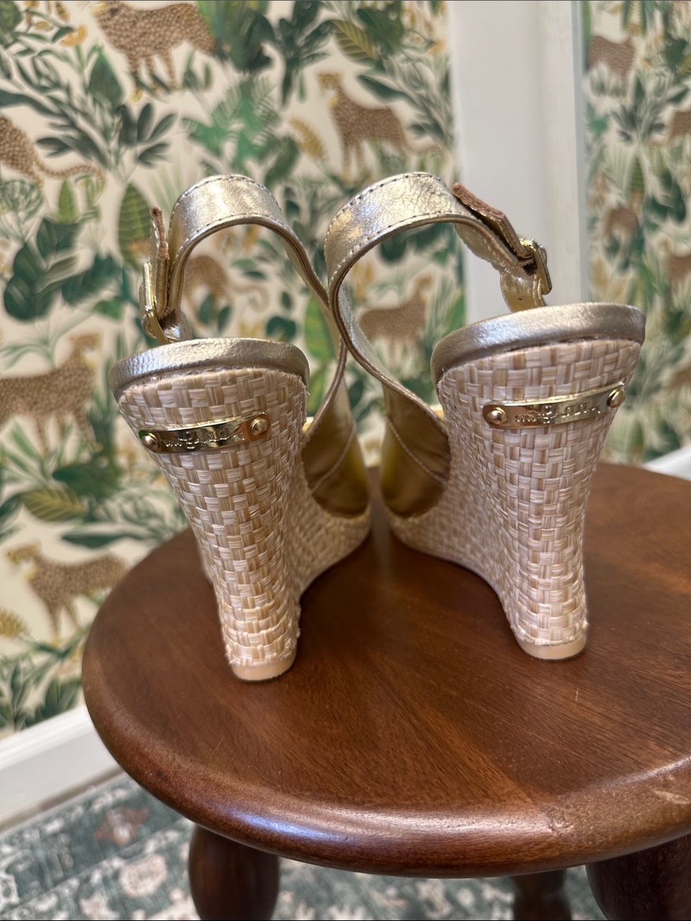 Lilly Pulitzer Gold Metallic Kristin Wedge Slingback Heels size 8 - Picture 4 of 6